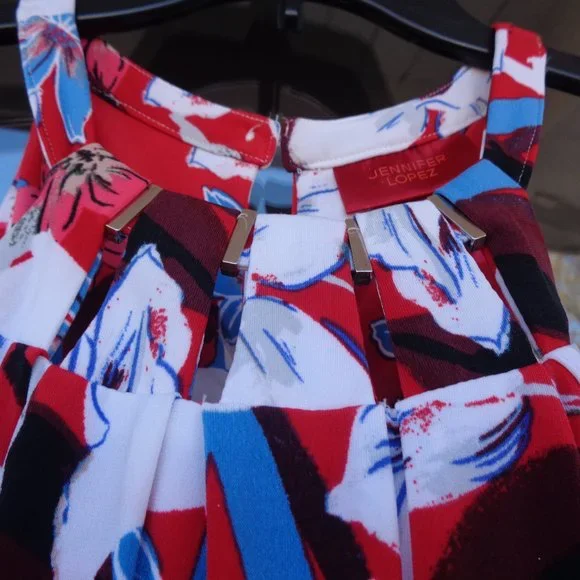 Jennifer Lopez dress floral print high low cut out detail sleeveless XS - Picture 4 of 16